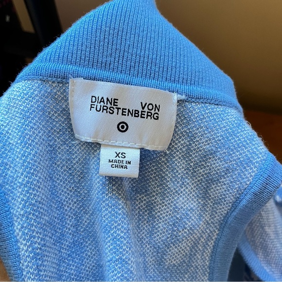 DIANE VON FURSTENBERG Target XS Collab Blue White Sleeveless Midi Wrap Dress - Picture 5 of 8